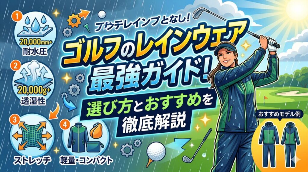 ゴルフのレインウェアで最強の一着を見つけるには、耐水圧・透湿性・ストレッチ性など複数の基準を正しく理解することが重要です。本記事では、ゴルフレインウェアの最強モデル選びの基準から、メンズ・レディース別のおすすめブランド、コスパ重視のワークマンまで徹底的に解説します。