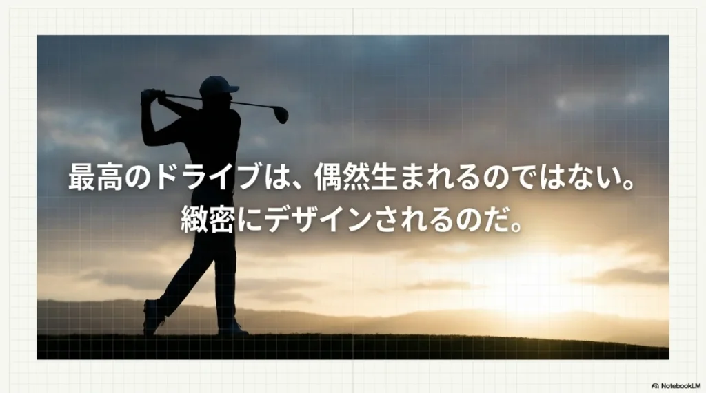 「最高のドライブは、偶然生まれるのではない。緻密にデザインされるのだ。」というメッセージ 。