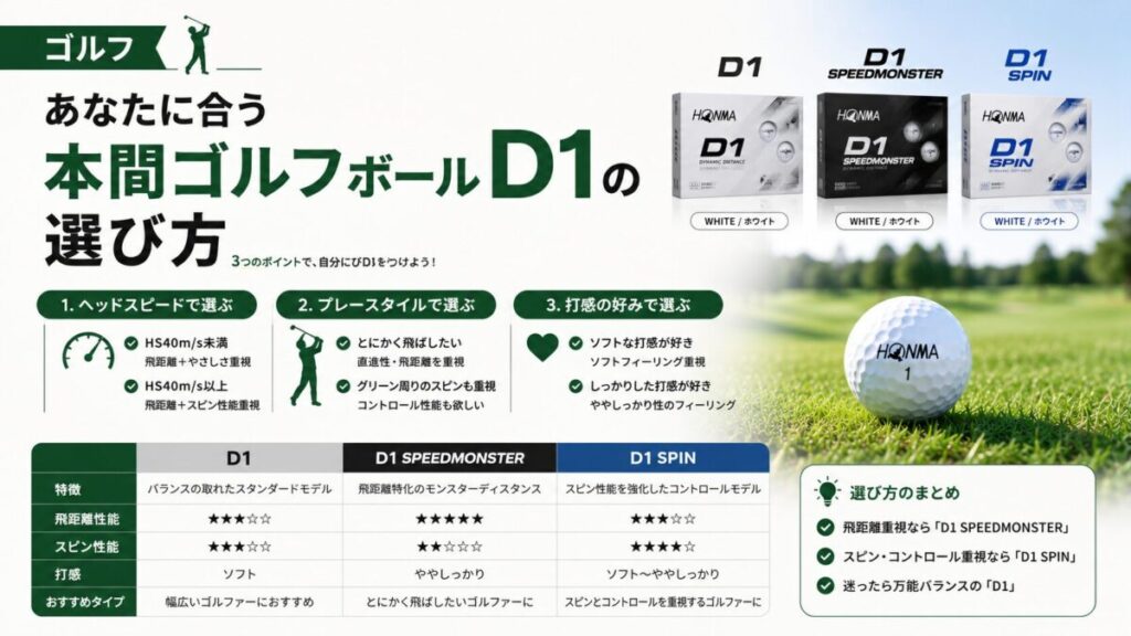 あなたに合う本間 ゴルフボール D1の選び方