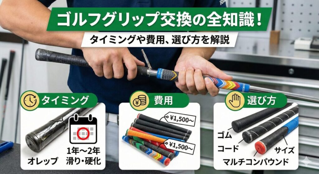 ゴルフグリップ交換の全知識！タイミングや費用、選び方を解説