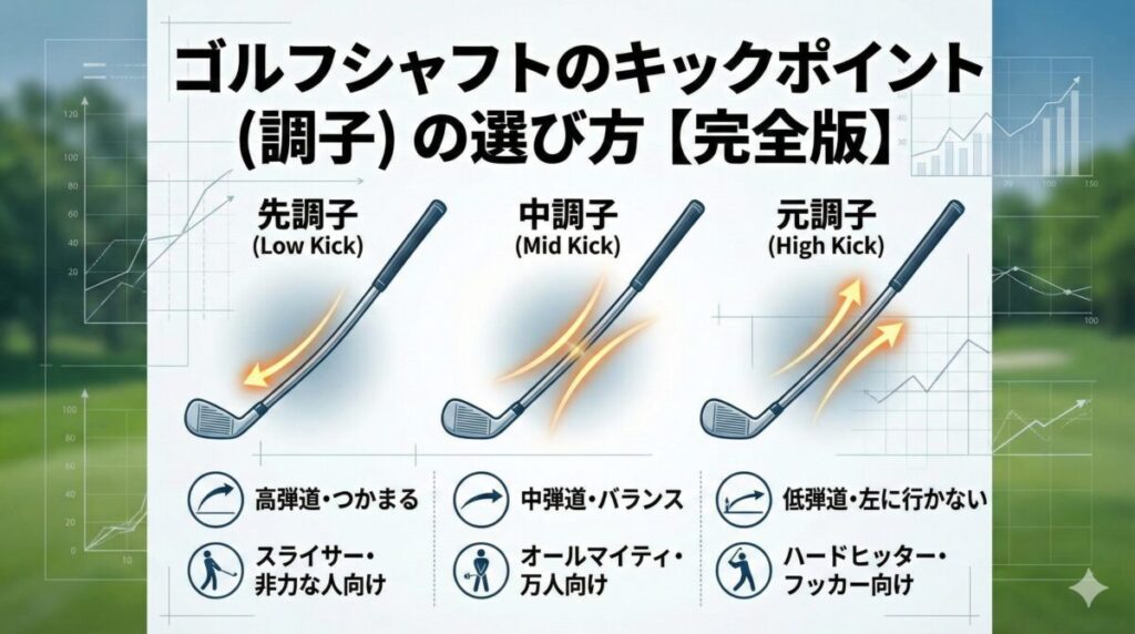 ゴルフシャフトのキックポイント（調子）の選び方【完全版】