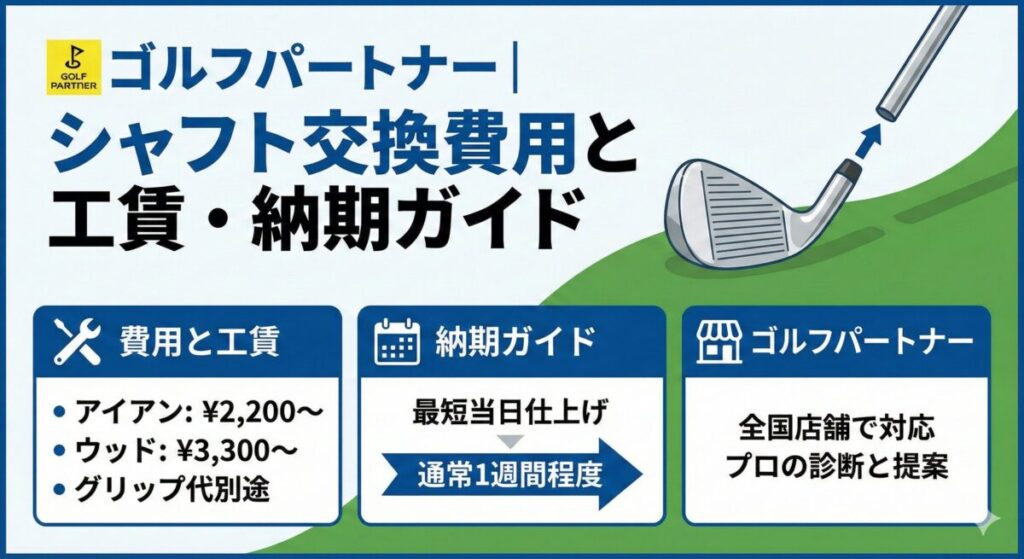ゴルフパートナー｜シャフト交換費用と工賃・納期ガイド