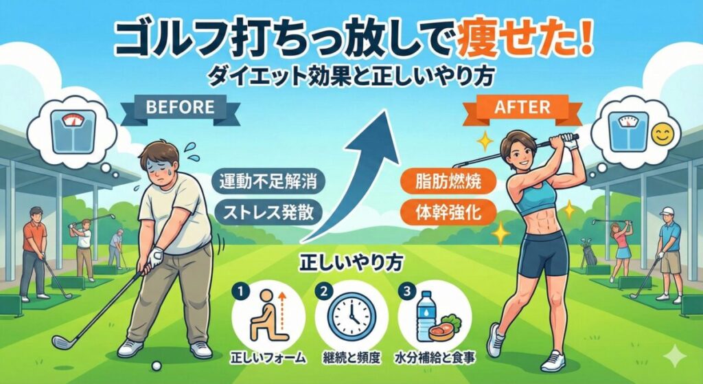 ゴルフ打ちっ放しで痩せた！ダイエット効果と正しいやり方