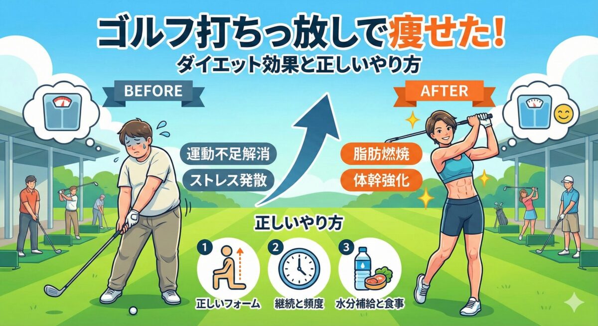 ゴルフ打ちっ放しで痩せた！ダイエット効果と正しいやり方