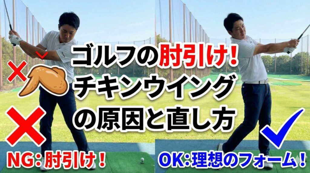 ゴルフの肘引け！チキンウイングの原因と直し方