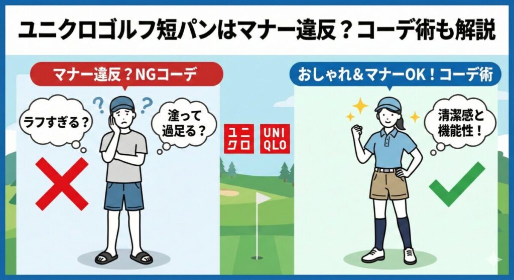 ユニクロゴルフ短パンはマナー違反？コーデ術も解説