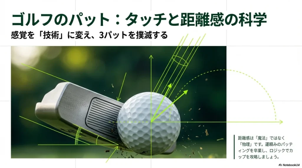 ゴルフのパッティングにおけるインパクトの物理的イメージと距離感の科学