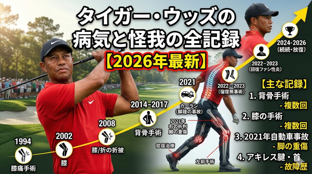 タイガー・ウッズの病気と怪我の全記録【2026年最新】