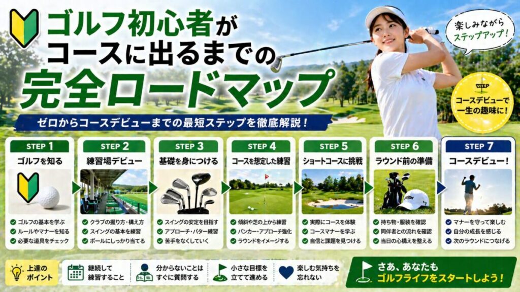 ゴルフ初心者がコースに出るまでの完全ロードマップ